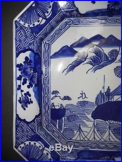 A Large Japanese Arita Blue & White Charger Willow Pattern Late Edo Period