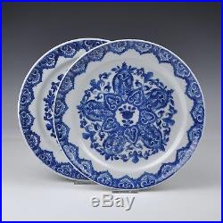 A Pair Blue & White Chinese Porcelain 18th Ct Kangxi Period Delft Style Plates