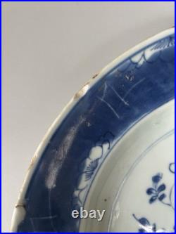 A Pair Of Antique Chinese Blue & White Porcelain Plate Qing Dynasty 27 CM Wide