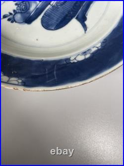A Pair Of Antique Chinese Blue & White Porcelain Plate Qing Dynasty 27 CM Wide