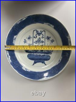 A Pair Of Antique Chinese Blue & White Porcelain Plate Qing Dynasty 27 CM Wide