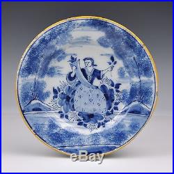 A Pair Of Delft Blue And White 18th Century Plates Lady Fortuna