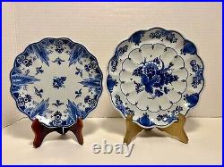 A Pair of 1976 Royal Delft Blue Hand Painted Wall Hanging Plates Made in Holland