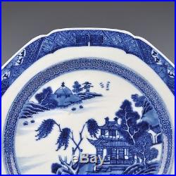 A Qianlong Period Blue & White Chinese Porcelain Riverlandscape Plate