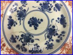 A Set Of 2 Antique Chinese Blue And White Plates 18th Century Kangxi