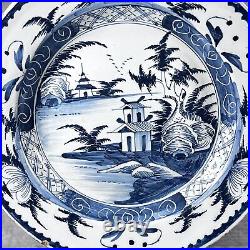 A Superb PAIR of Lambeth Delftware Chinoiserie Tin-Glazed 35cm Chargers c1780