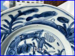 A Very Fine Antique Chinese Ming Wanli Kraak Plate w 2 Deers Blue White Porcel