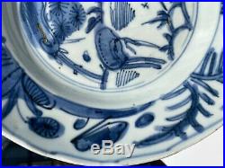 A Very Fine Antique Chinese Ming Wanli Kraak Plate w 2 Deers Blue White Porcel