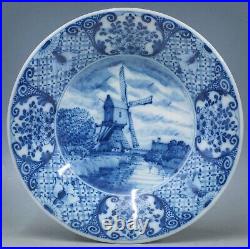 A good tinglazed blue & white Makkum Tichelaar delft plate with windmill ca 1960