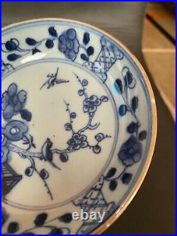 A pair Chinese Antique blue white saucers Qianlong period 18c