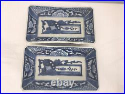A pair of Japanese Late Edo Imari Blue and White Plates/Trays 20.2 cm wide