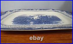 Adams Landscape Plate Meat Platter Blue White Transferware Ironstone 1930s Decor