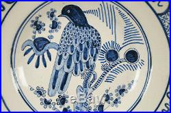 Alfred Renoleau Angouleme France Hand Painted Blue & White Bird Faience Plate