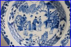 Amazing Antique Chinese Porcelain Plate Blue & White Kangxi 1662-1722 Figures