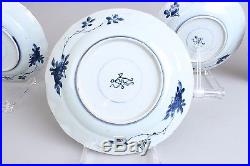 Amazing set of 4 Antique Chinese Blue and White Plates, Flowers, 18th C Kangxi