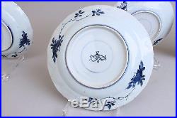 Amazing set of 4 Antique Chinese Blue and White Plates, Flowers, 18th C Kangxi