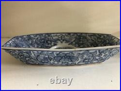 An antique 19th century Chinese blue and white porcelain oblong dish