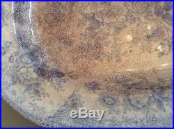 Antique 11.5 Blue&White Asiatic Pheasants Meat Plate Platter Bovey Tracey Devon