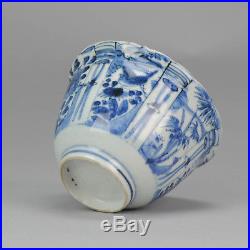 Antique 17C Chinese Porcelain Blue & White Ming Period Crow Cup Bowl Rinaldi