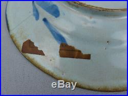 Antique 17th C Blue White Italian Majolica Pottery Plate Grosso di Albisola