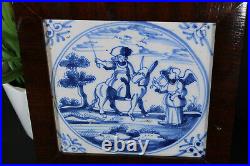 Antique 1800 delft pottery blue white religious bible saint paul scene
