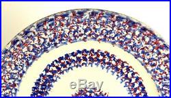 ^ Antique 1800's American Pair Red, Blue & White SPATTERWARE Spongeware Plates