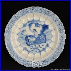 Antique 18C Chinese Porcelain Blue & White Medical Acupuncture Saucer Rarity