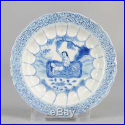 Antique 18C Chinese Porcelain Blue & White Medical Acupuncture Saucer Rarity