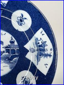 Antique 18thC BOW Blue & White Plate c. 1760 18cm