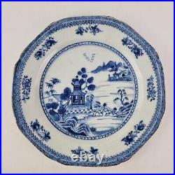 Antique 18thC Chinese Blue And White Plate Painted With Landscape 19cm