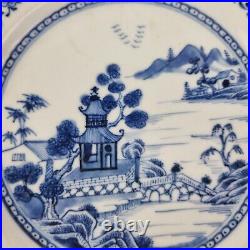 Antique 18thC Chinese Blue And White Plate Painted With Landscape 19cm