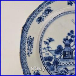 Antique 18thC Chinese Blue And White Plate Painted With Landscape 19cm