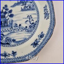 Antique 18thC Chinese Blue And White Plate Painted With Landscape 19cm