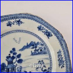 Antique 18thC Chinese Blue And White Plate Painted With Landscape 19cm