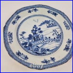 Antique 18thC Chinese Blue And White Plate Painted With Landscape 19cm