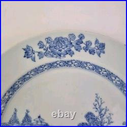 Antique 18thC Chinese Blue And White Plate Painted With Landscape 23cm