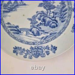 Antique 18thC Chinese Blue And White Plate Painted With Landscape 23cm