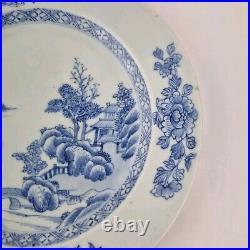 Antique 18thC Chinese Blue And White Plate Painted With Landscape 23cm