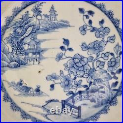 Antique 18thC Chinese Octagonal Blue And White Plate Painted With Landscape #7