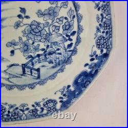 Antique 18thC Chinese Octagonal Blue And White Plate Painted With Landscape #7