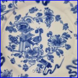 Antique 18thC Delft Blue And White Plate Painted With Flowers 22cm