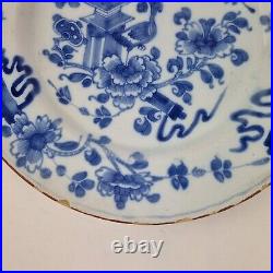 Antique 18thC Delft Blue And White Plate Painted With Flowers 22cm