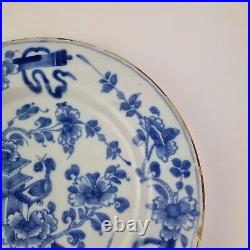 Antique 18thC Delft Blue And White Plate Painted With Flowers 22cm