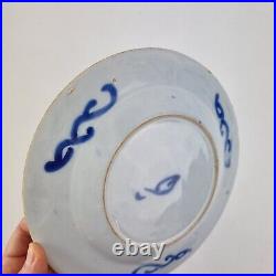 Antique 18thC Delft Blue And White Plate Painted With Flowers 22cm