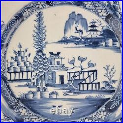 Antique 18thC Delft Blue And White Plate Painted With Landscape 22cm