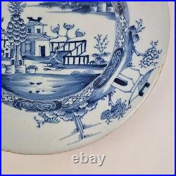 Antique 18thC Delft Blue And White Plate Painted With Landscape 22cm