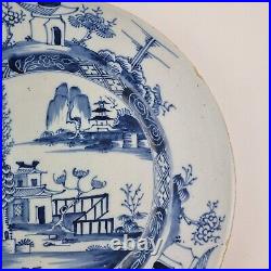 Antique 18thC Delft Blue And White Plate Painted With Landscape 22cm