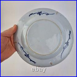 Antique 18thC Delft Blue And White Plate Painted With Landscape 22cm