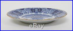 Antique 18thC Dutch Delft Pottery Blue & White Fantail Plate Dish
