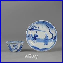 Antique 18th C Chinese Porcelain Tea Bowl Kangxi Blue White China Antique